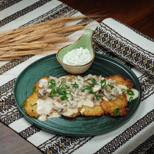 Kartoffelpüffer mit Pilzen